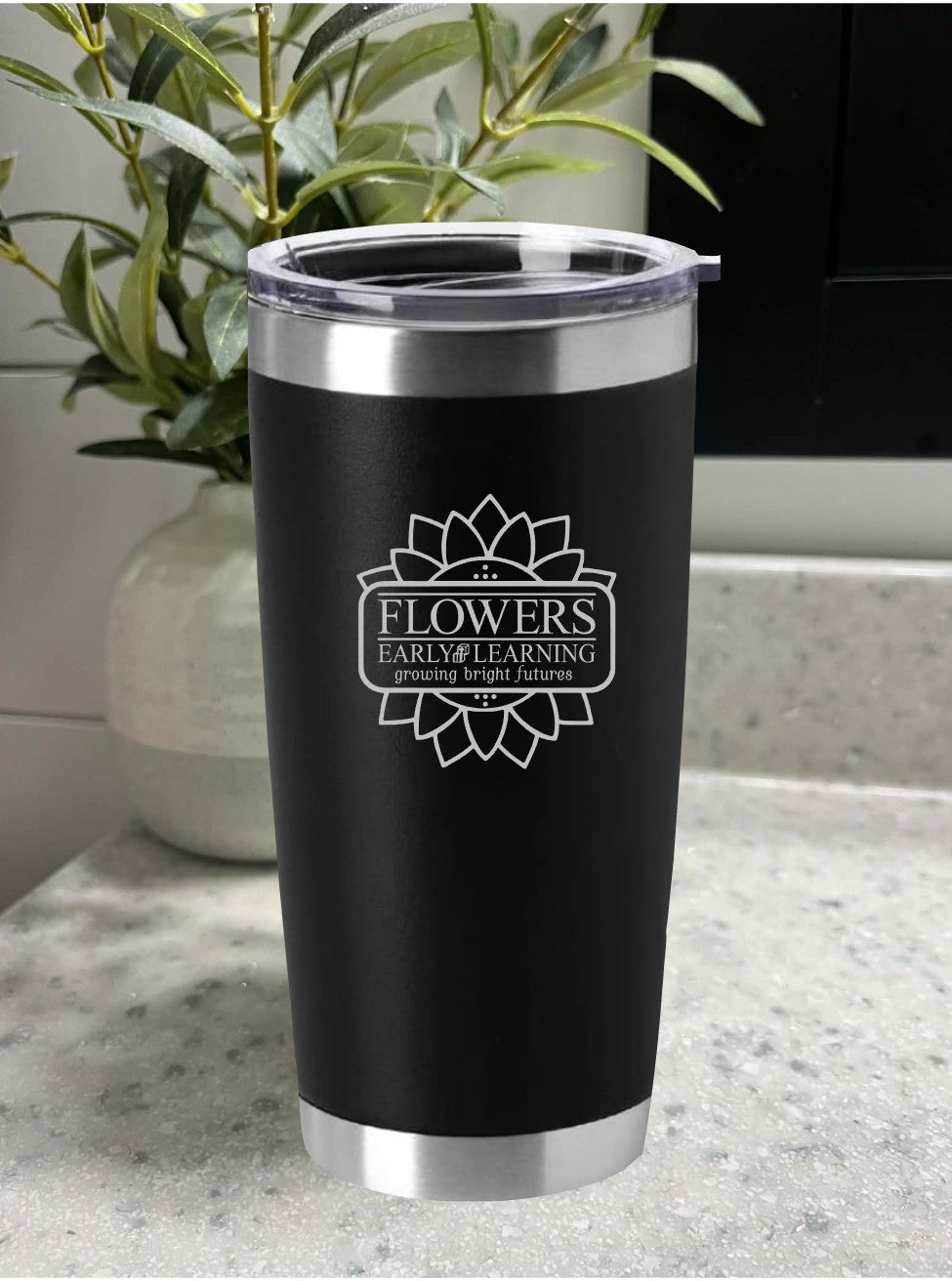 20 Oz. Vacuum Insulated Travel Mugs W/Leak Proof Lid and On Sided Engraving