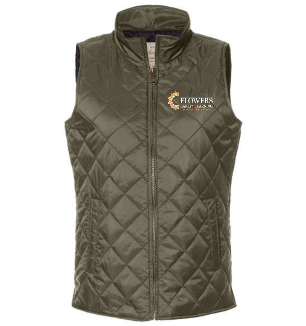 Ladies Weatherproof Embroidered Vintage Diamond Quilted Vest