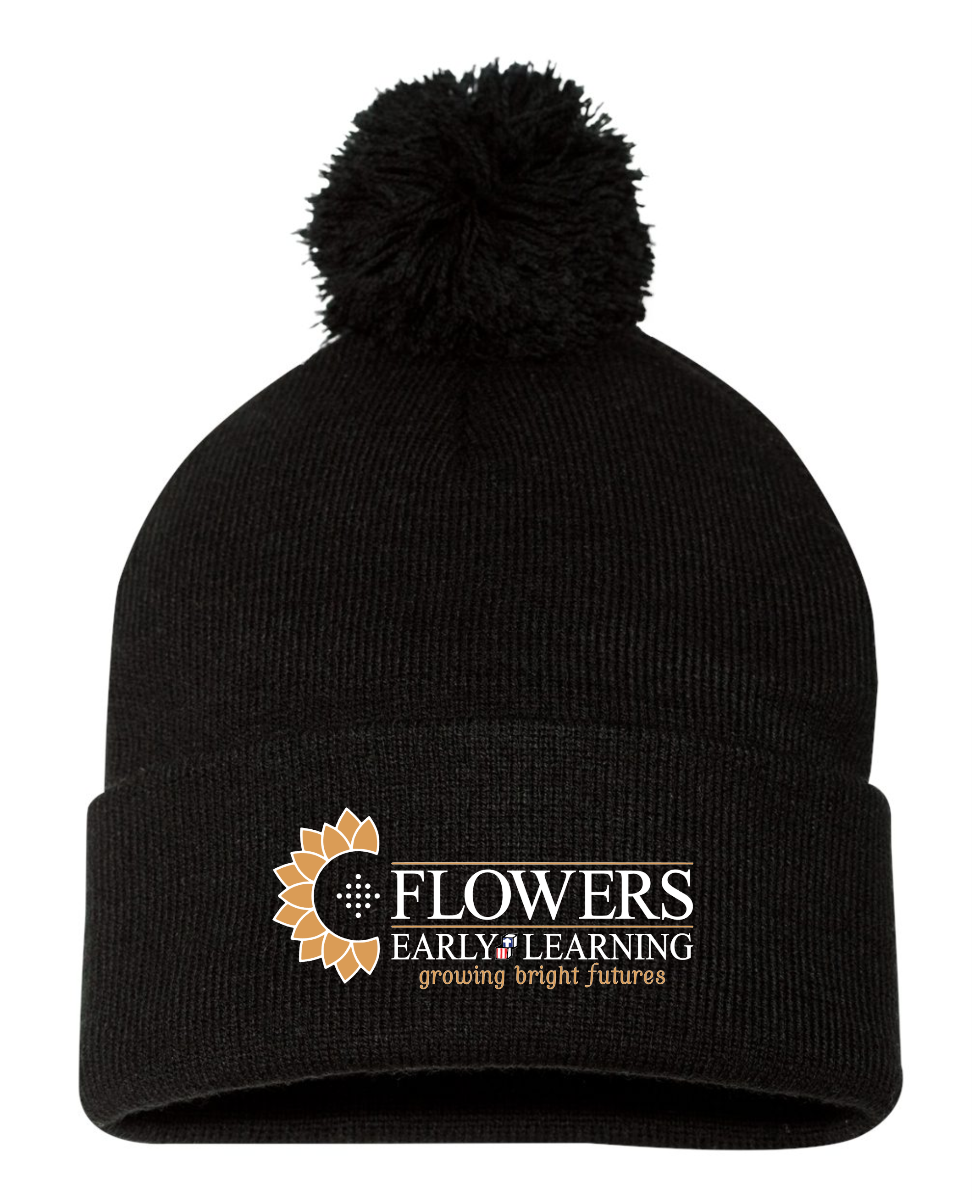 Embroidered Sportsman 12" Pom-Pom Cuffed Beanie