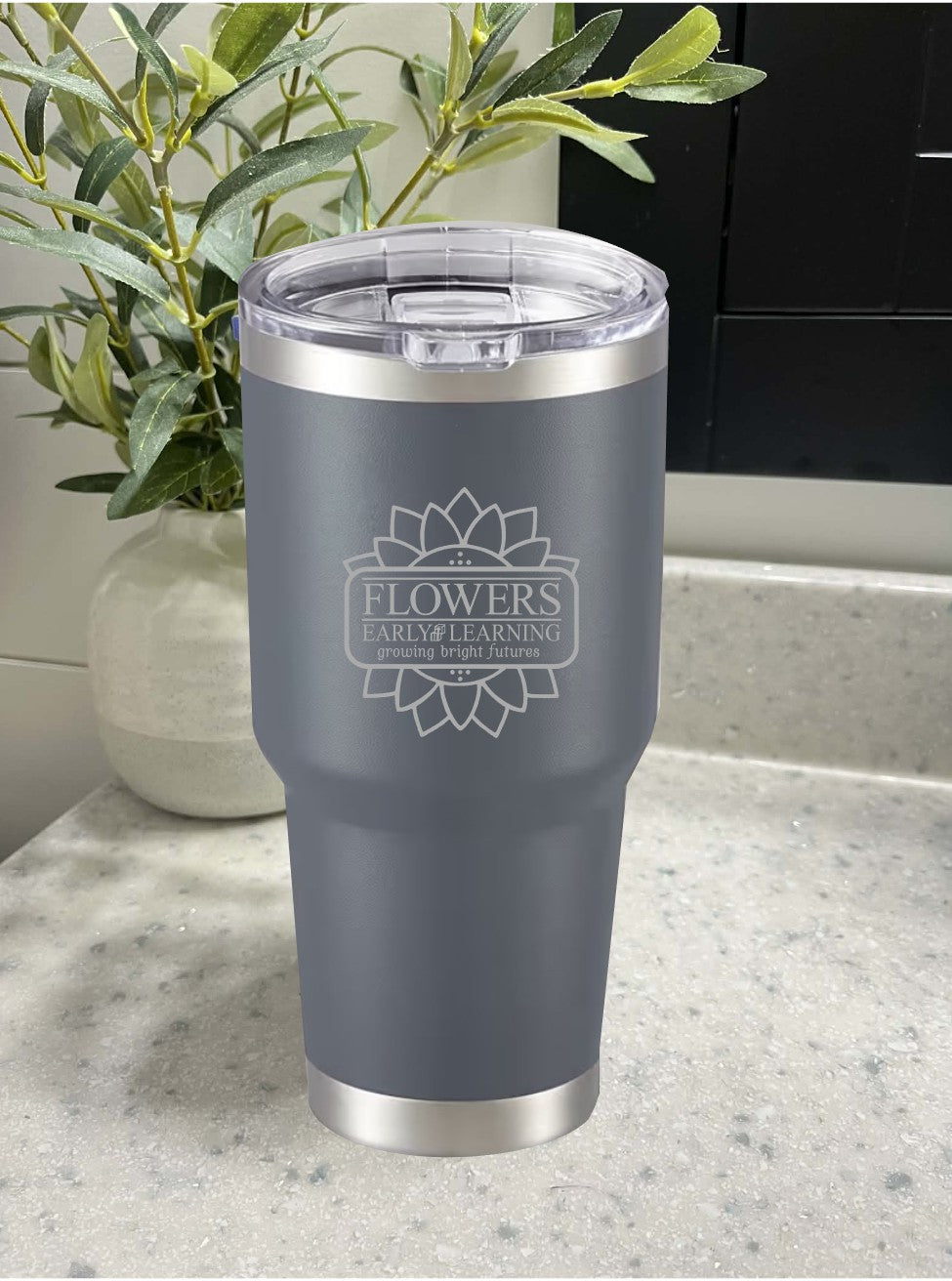 30 Oz. Vacuum Insulated Travel Mugs wLeak Proof Lid and One Sided Engraving