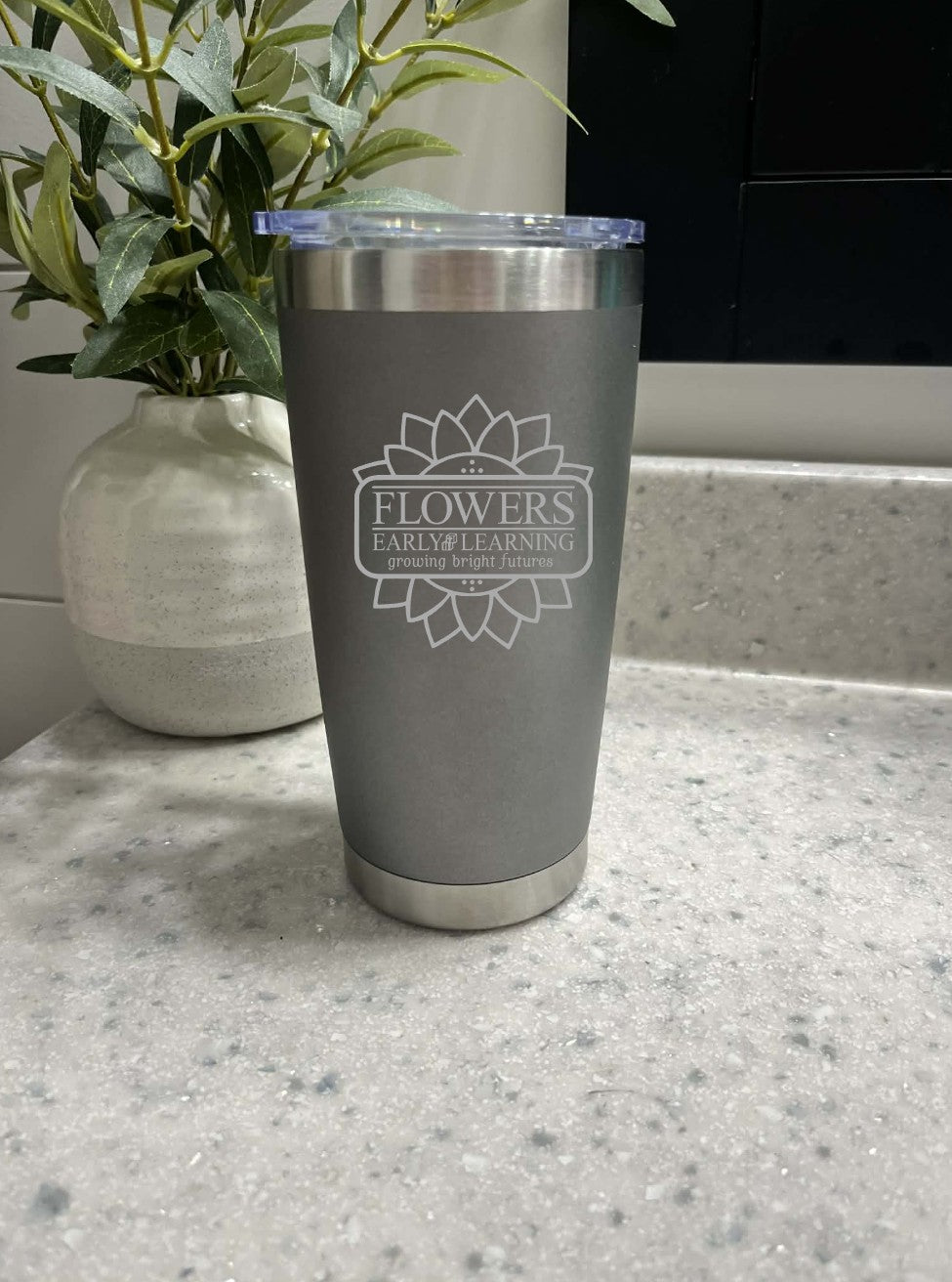 20 Oz. Vacuum Insulated Travel Mugs W/Leak Proof Lid and On Sided Engraving