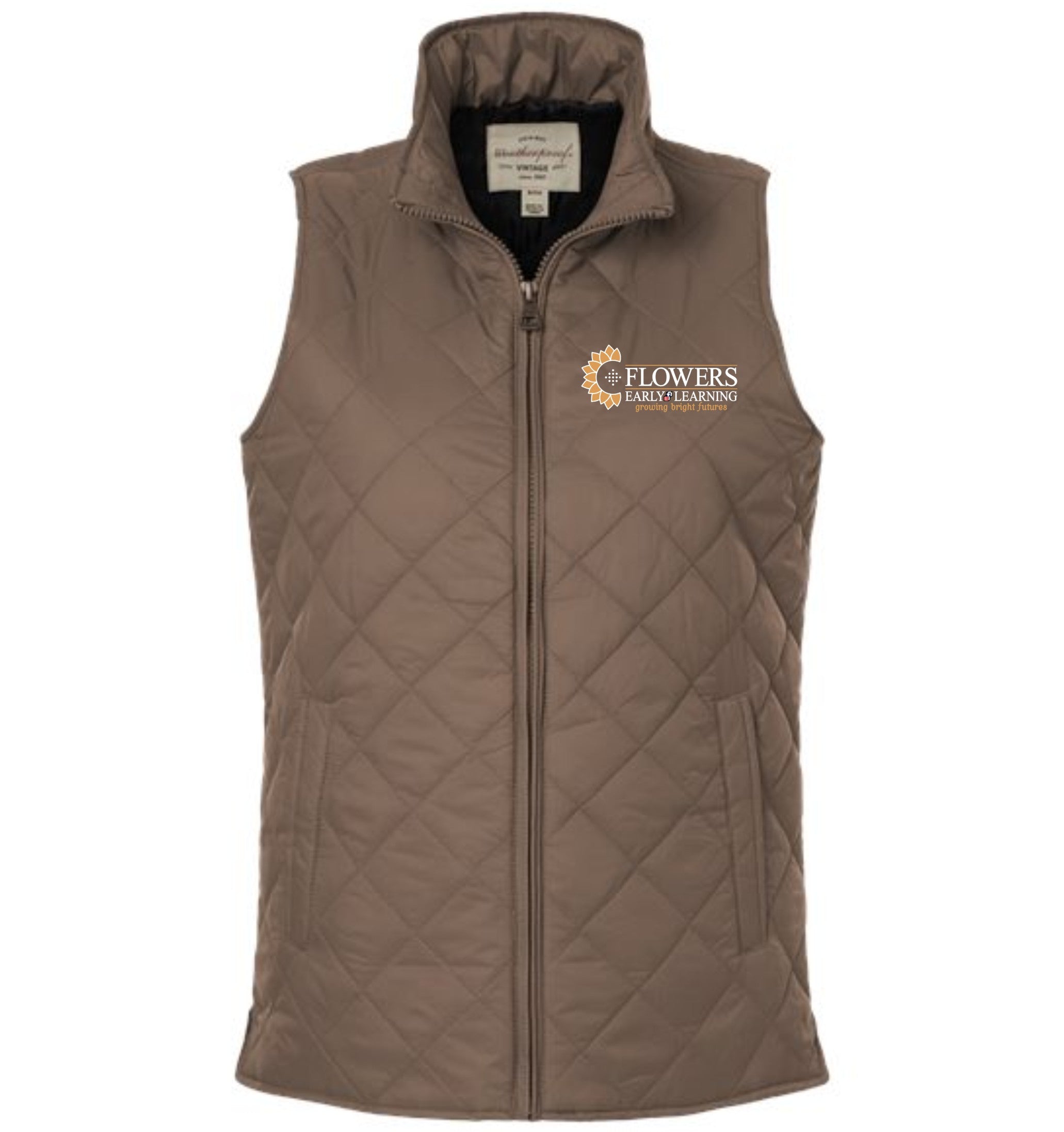 Ladies Weatherproof Embroidered Vintage Diamond Quilted Vest