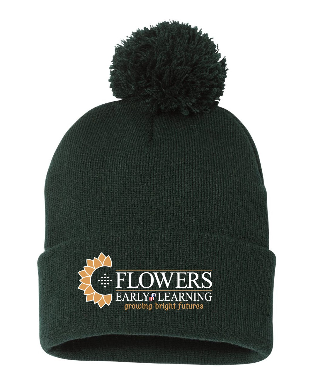 Embroidered Sportsman 12" Pom-Pom Cuffed Beanie