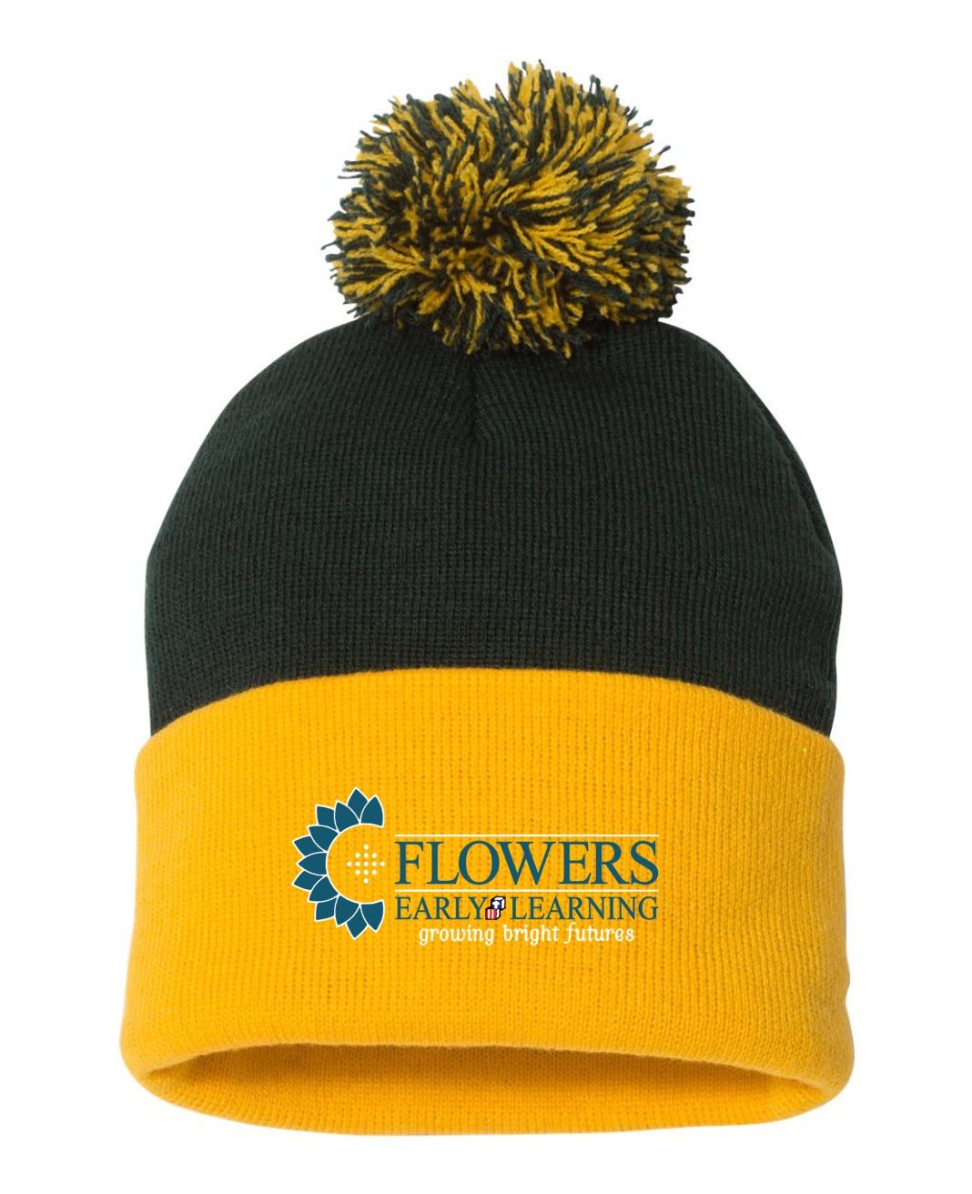 Embroidered Sportsman 12" Pom-Pom Cuffed Beanie