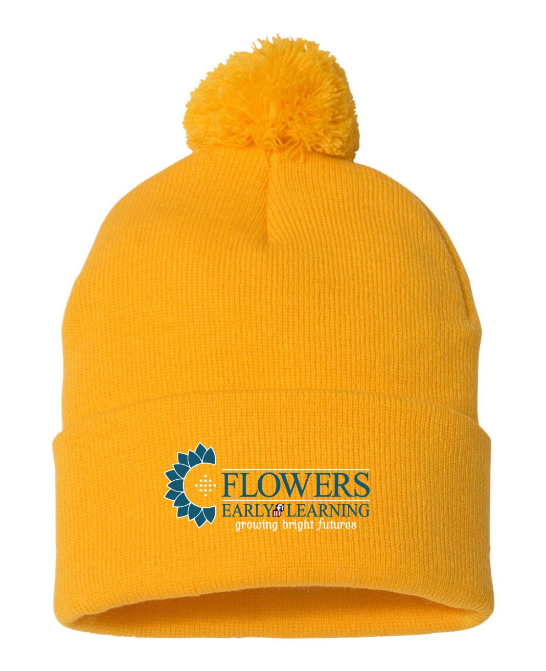 Embroidered Sportsman 12" Pom-Pom Cuffed Beanie