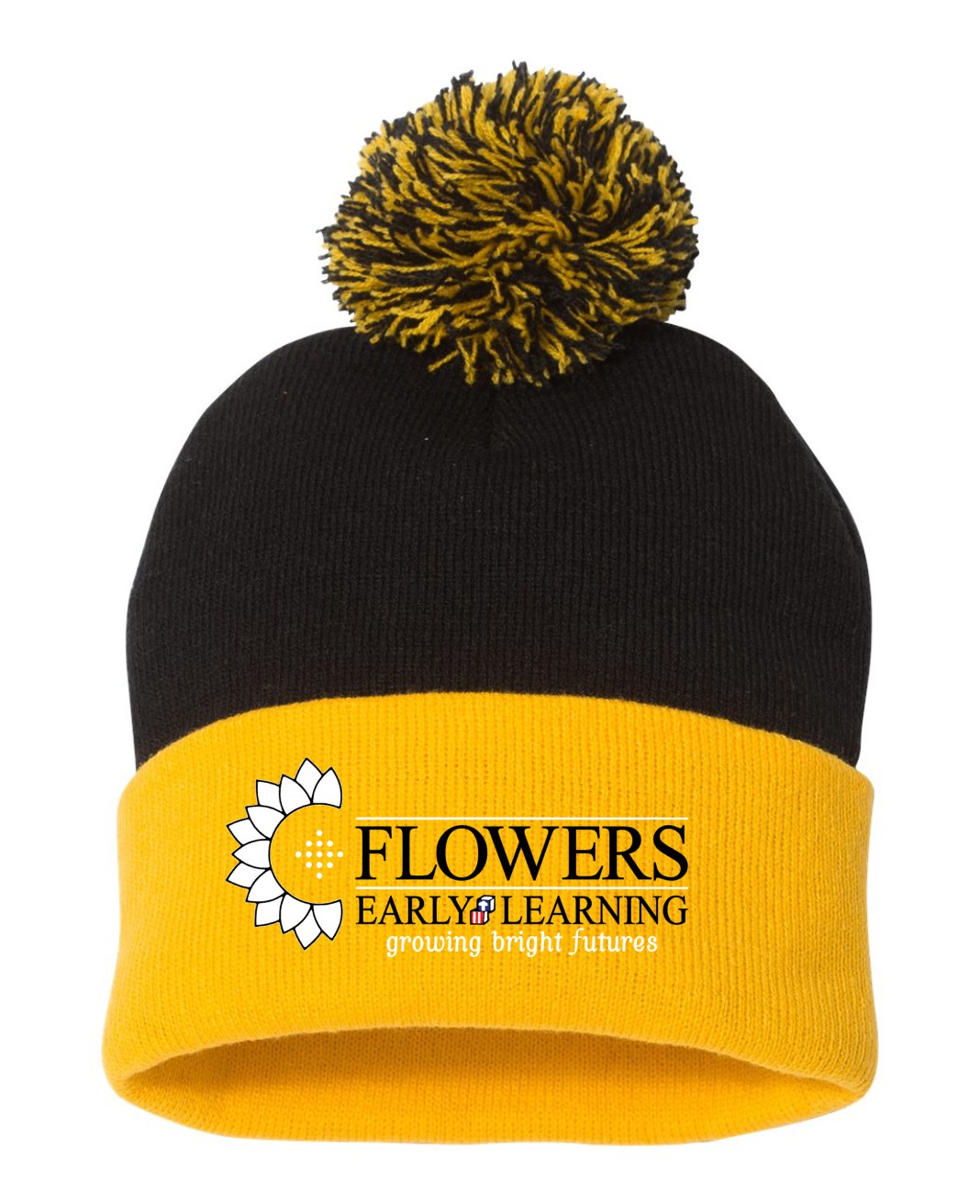 Embroidered Sportsman 12" Pom-Pom Cuffed Beanie