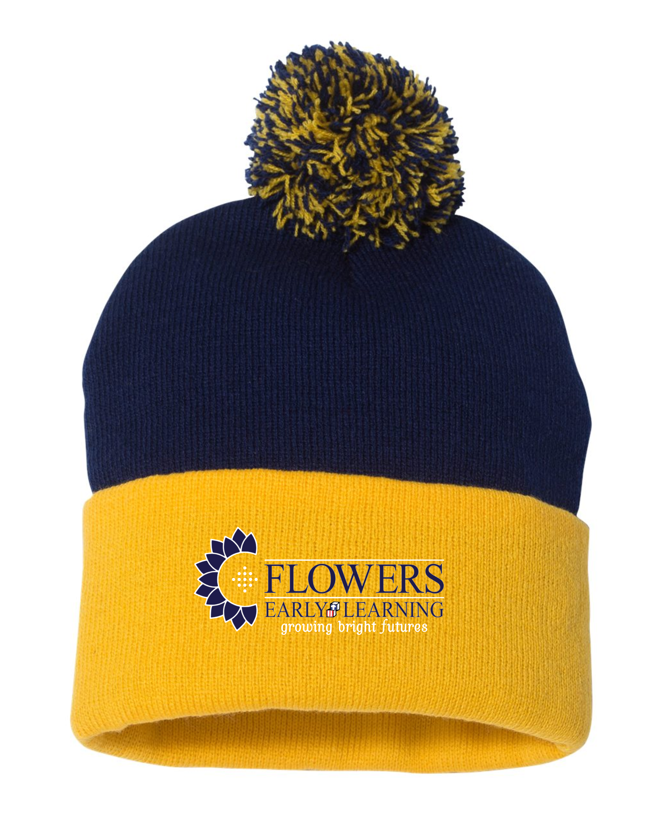 Embroidered Sportsman 12" Pom-Pom Cuffed Beanie