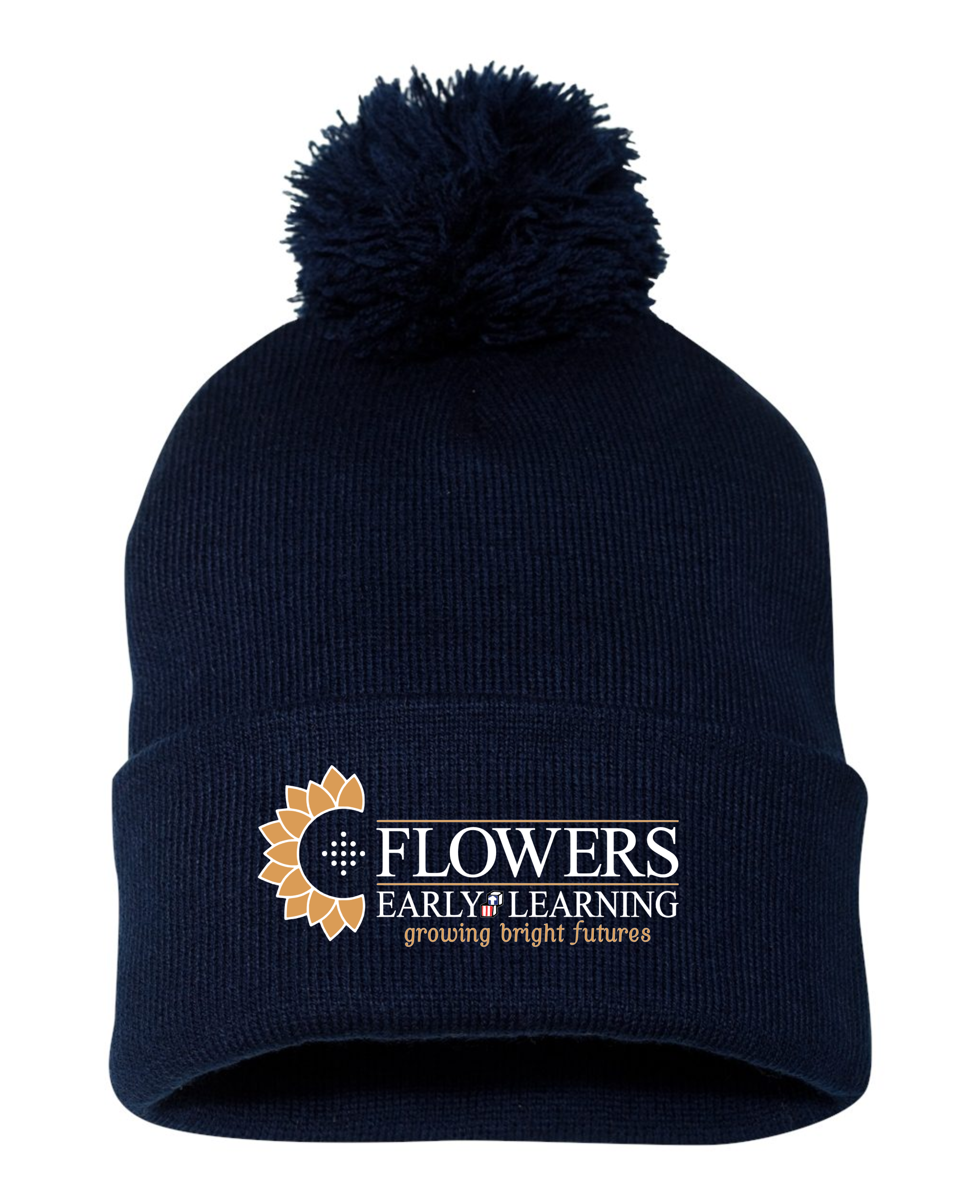 Embroidered Sportsman 12" Pom-Pom Cuffed Beanie