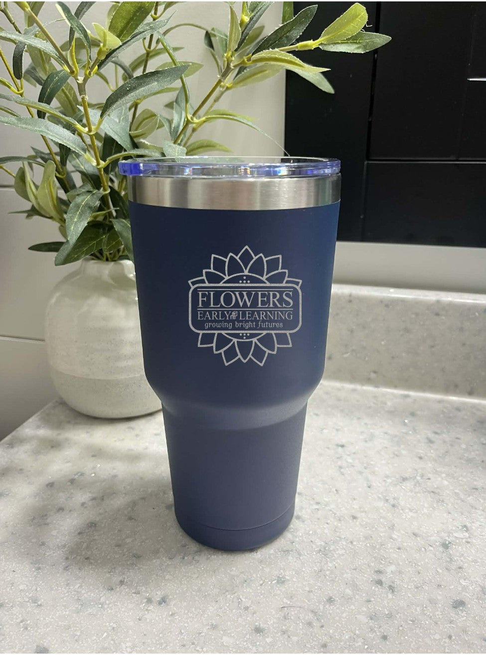 30 Oz. Vacuum Insulated Travel Mugs wLeak Proof Lid and One Sided Engraving