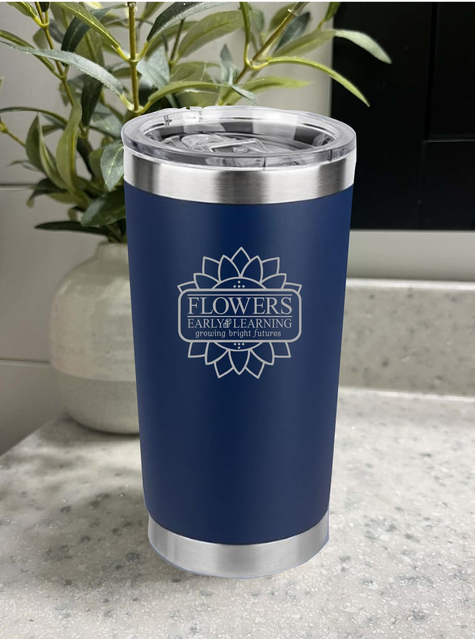 20 Oz. Vacuum Insulated Travel Mugs W/Leak Proof Lid and On Sided Engraving