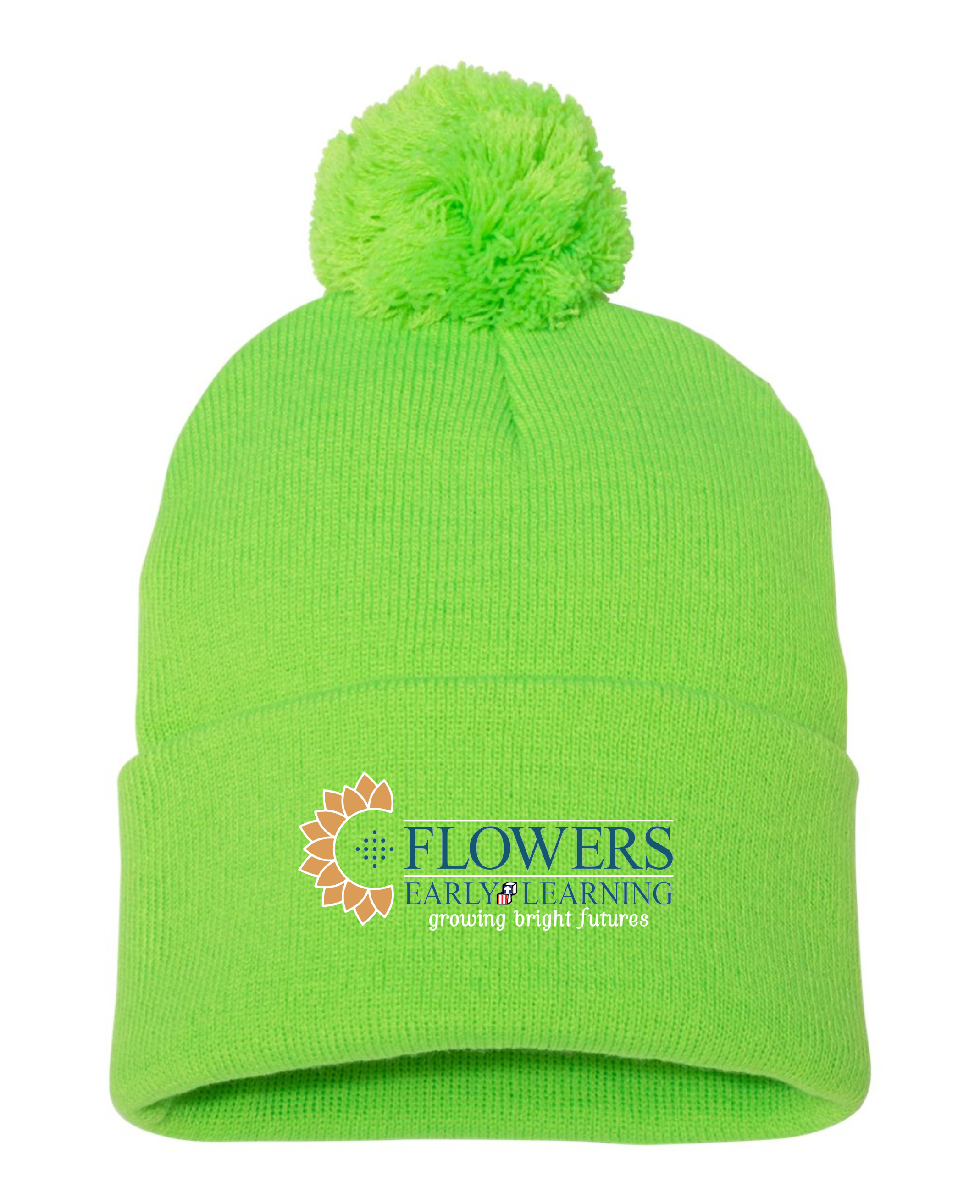 Embroidered Sportsman 12" Pom-Pom Cuffed Beanie