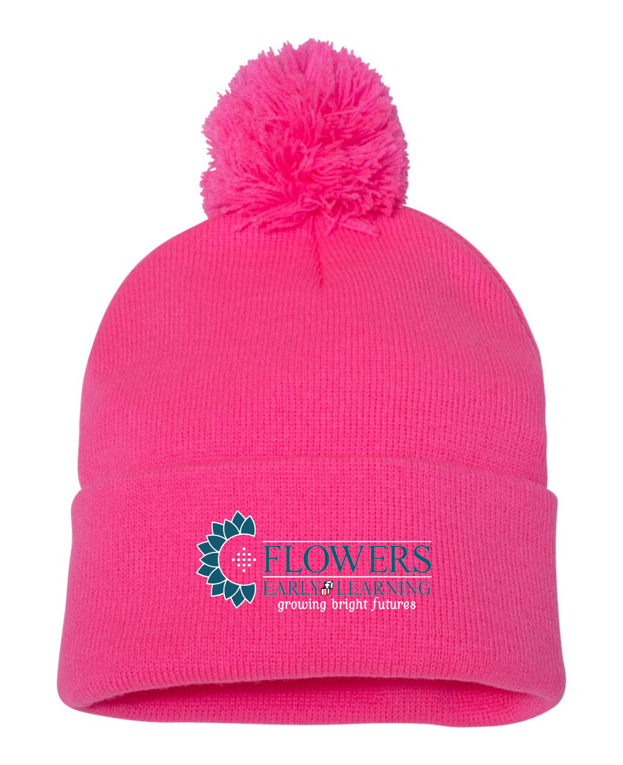 Embroidered Sportsman 12" Pom-Pom Cuffed Beanie