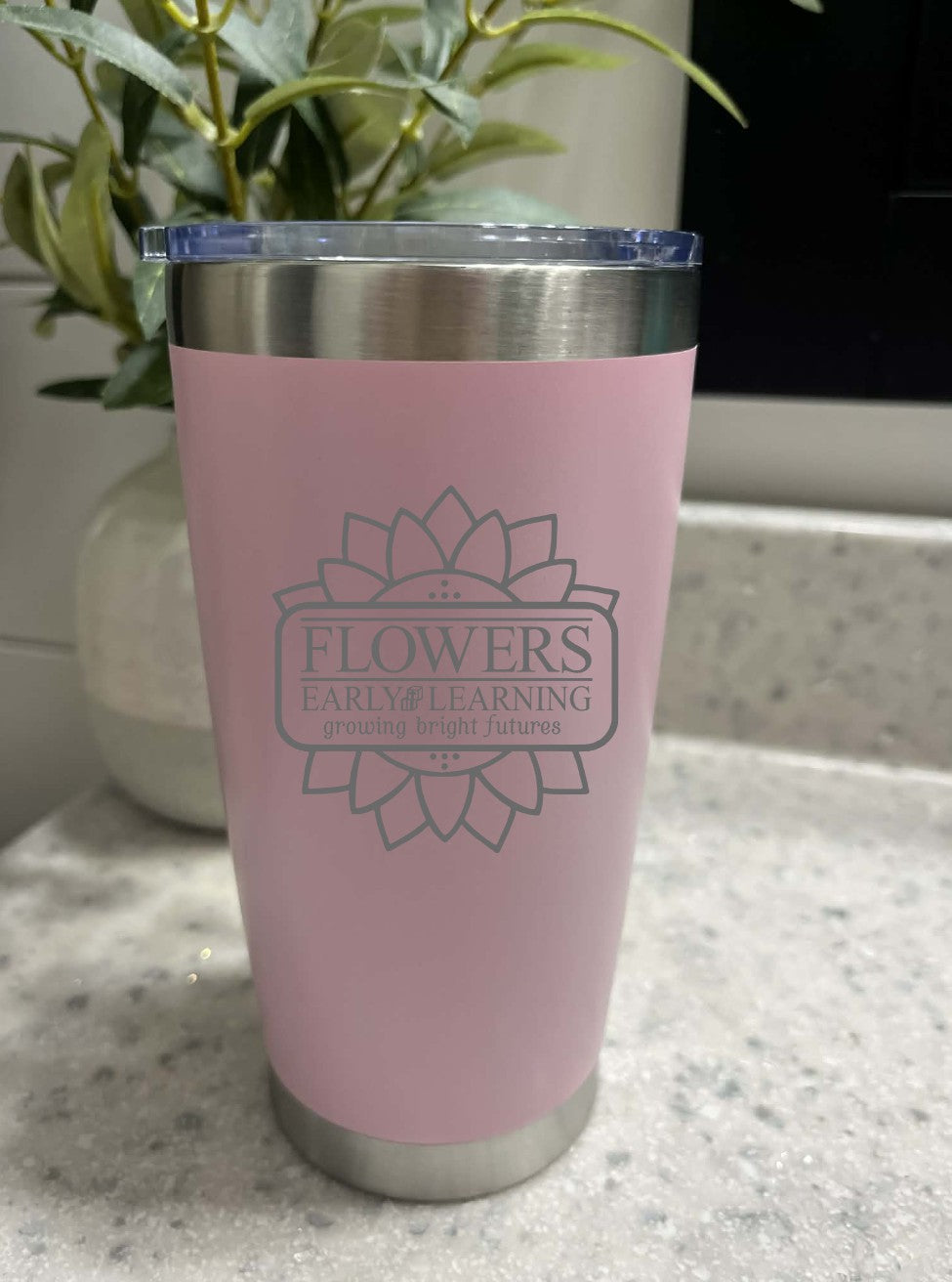 20 Oz. Vacuum Insulated Travel Mugs W/Leak Proof Lid and On Sided Engraving