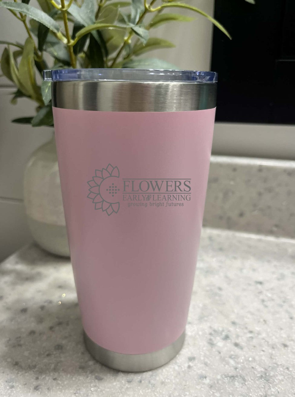 20 Oz. Vacuum Insulated Travel Mugs W/Leak Proof Lid and On Sided Engraving