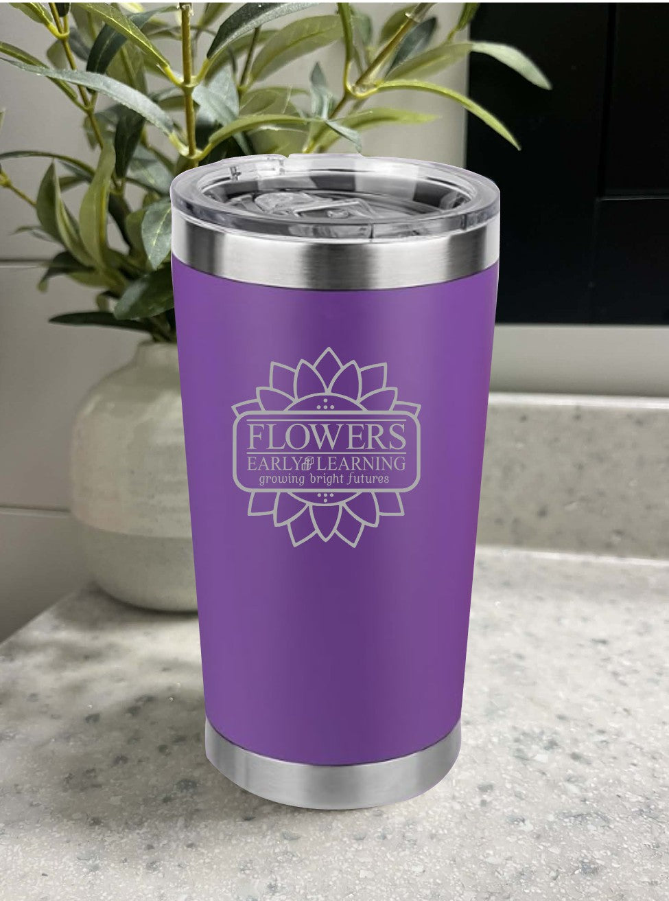 20 Oz. Vacuum Insulated Travel Mugs W/Leak Proof Lid and On Sided Engraving