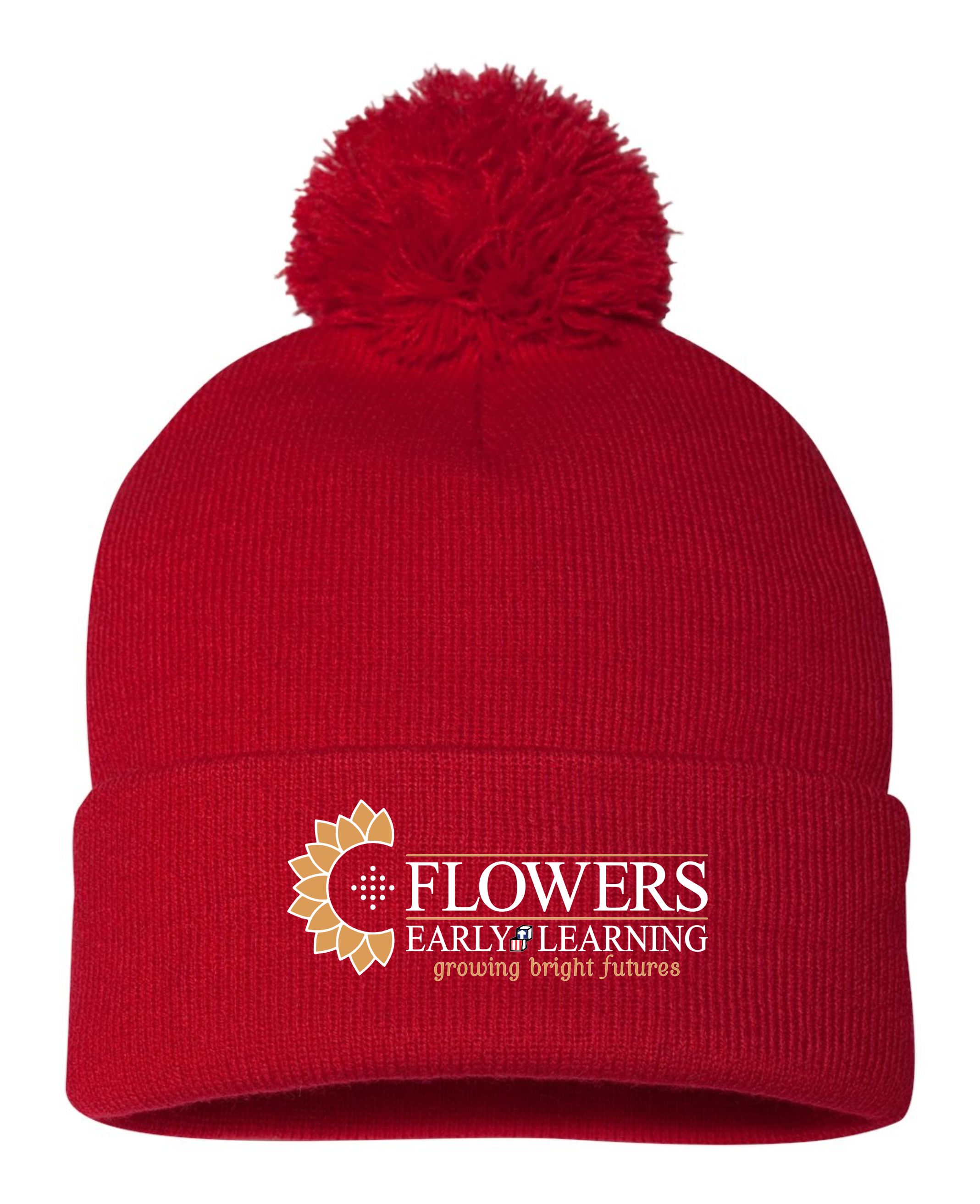 Embroidered Sportsman 12" Pom-Pom Cuffed Beanie