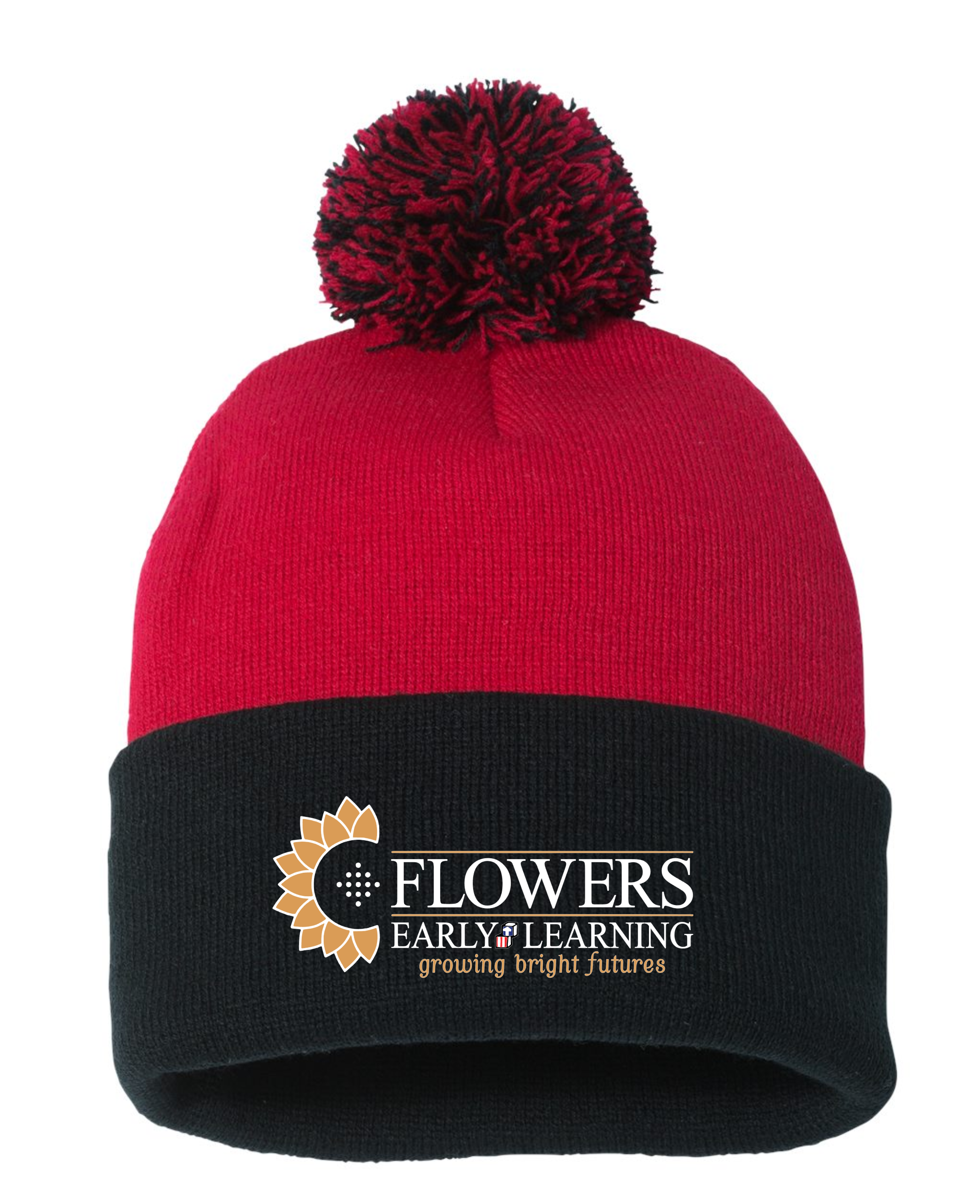 Embroidered Sportsman 12" Pom-Pom Cuffed Beanie