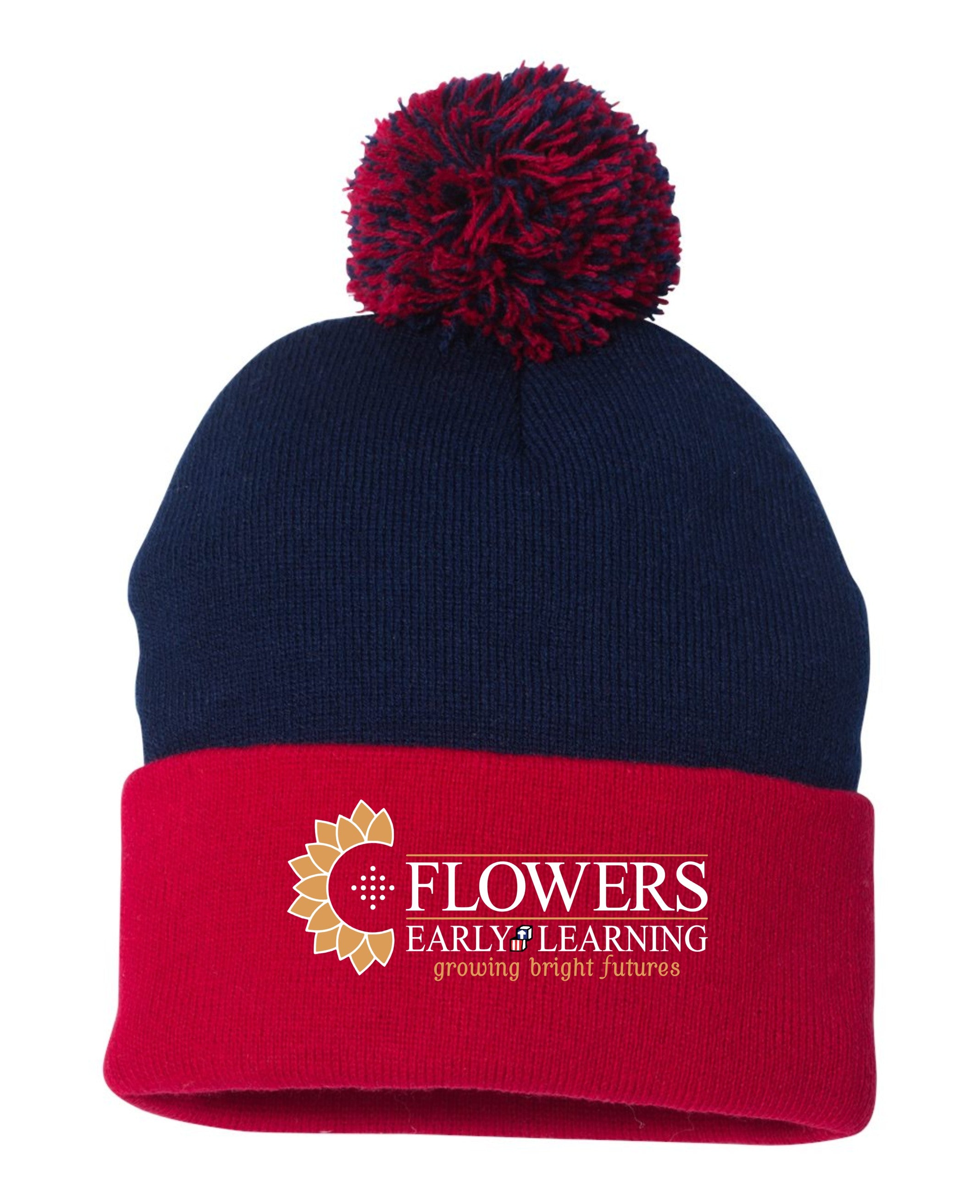 Embroidered Sportsman 12" Pom-Pom Cuffed Beanie