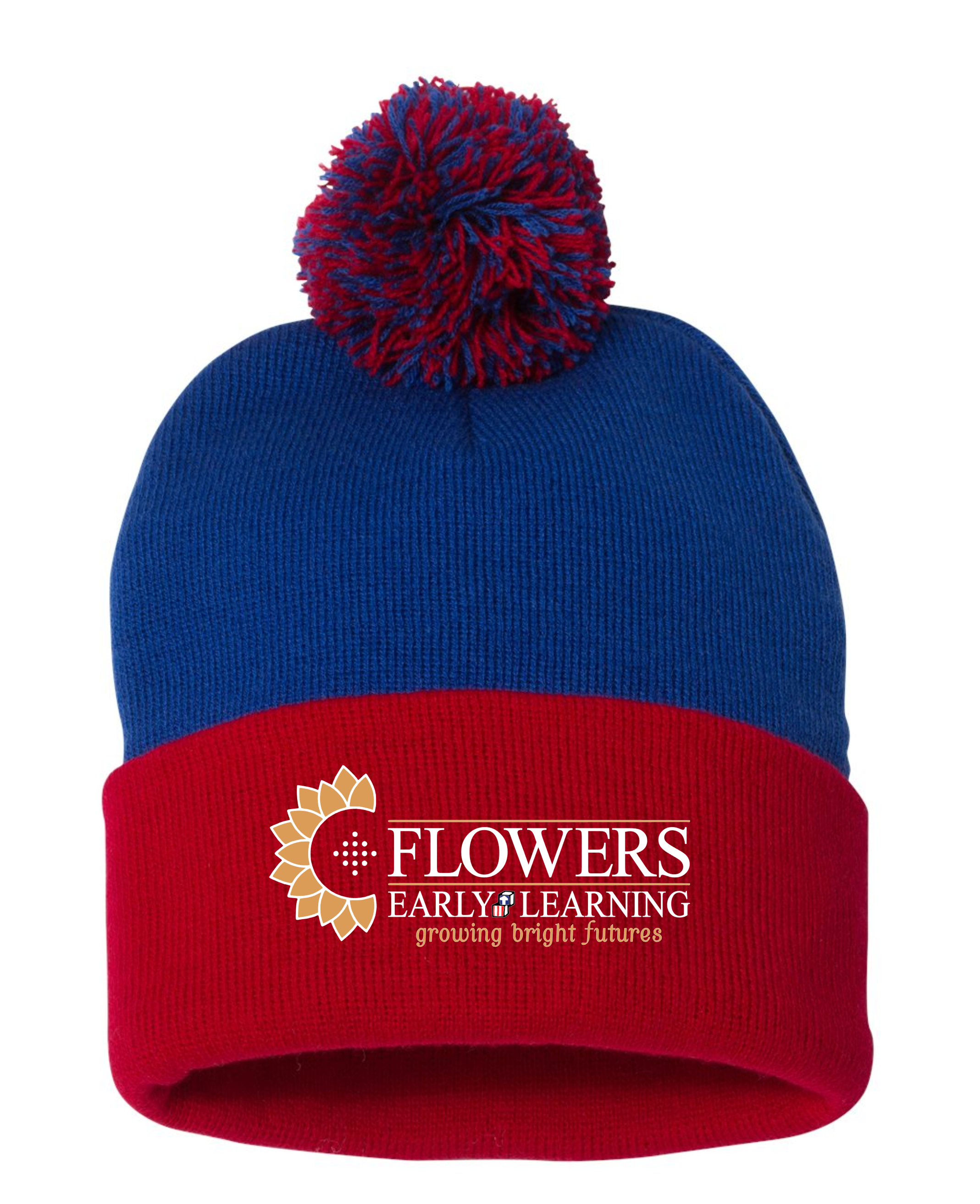 Embroidered Sportsman 12" Pom-Pom Cuffed Beanie