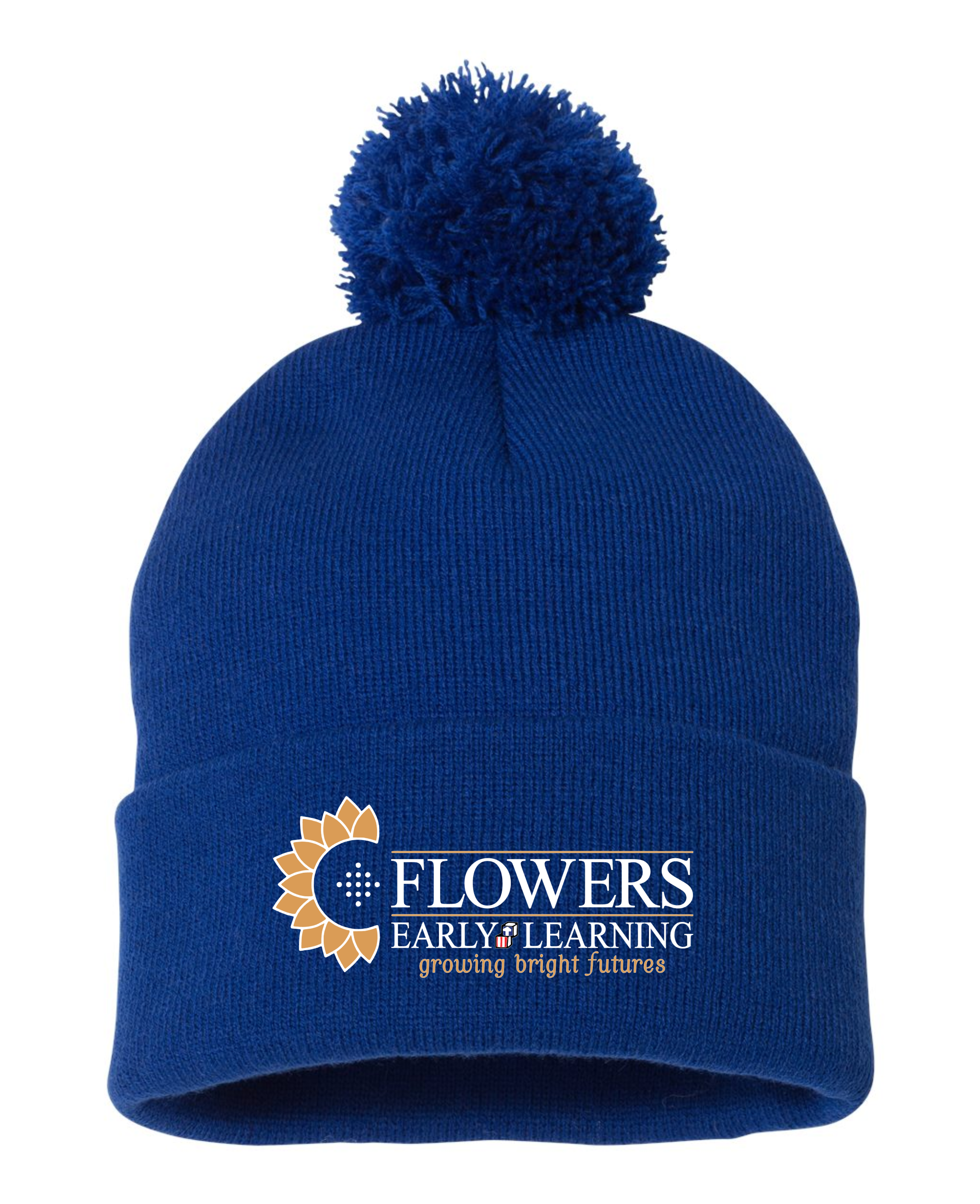Embroidered Sportsman 12" Pom-Pom Cuffed Beanie