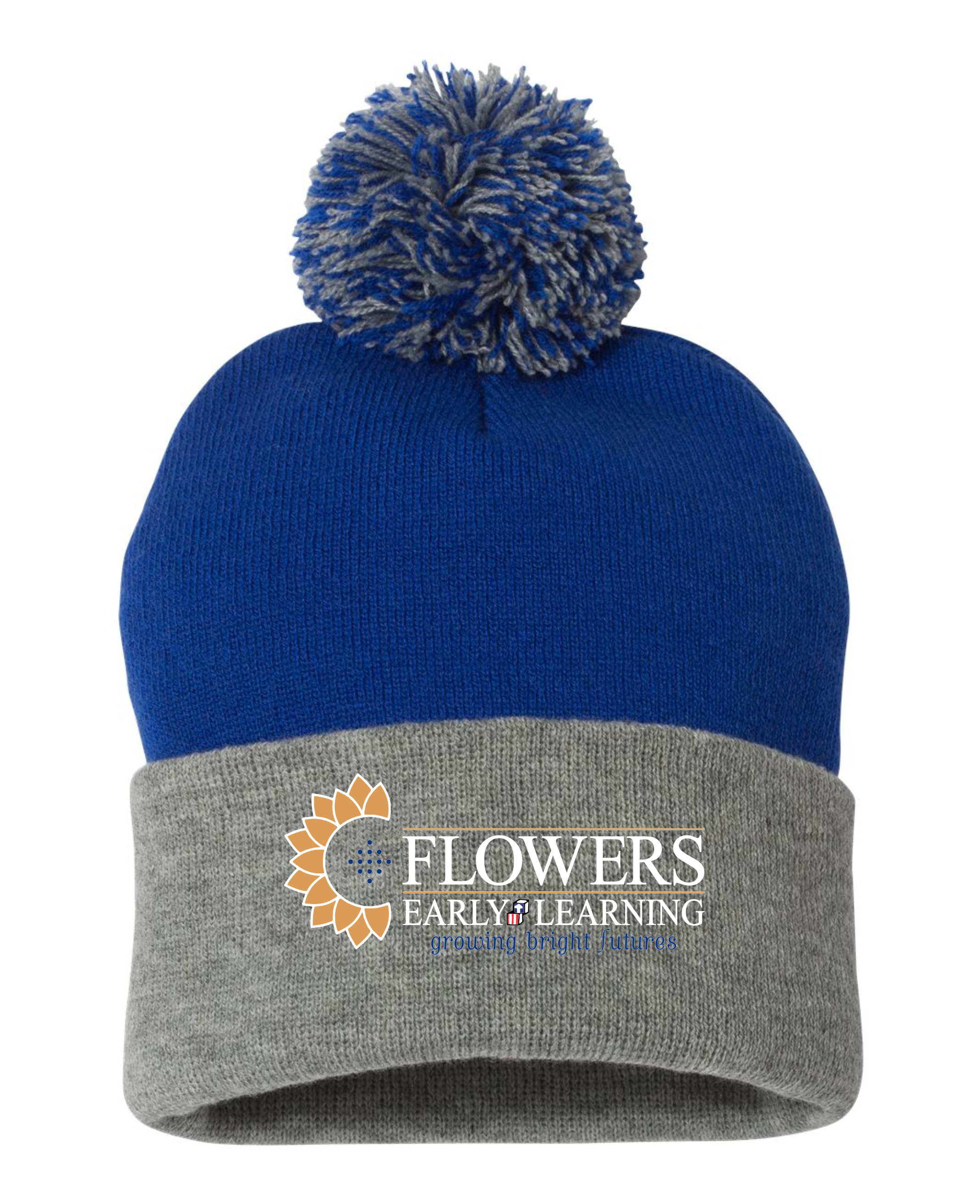 Embroidered Sportsman 12" Pom-Pom Cuffed Beanie